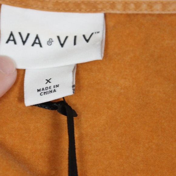 Ava‎ & Viv Tiered Dress Copper Casual Puff Sleeve Square Neck Size X - Picture 4 of 8